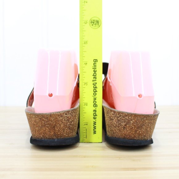 MEPHISTO Women's Violette Flower Black Leather Thong Sandals Cork Footbed 37 / 7 - Picture 8 of 9